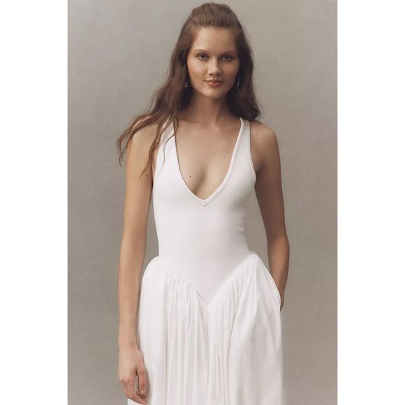 Ronny Kobo Sirinda Sleeveless V-Neck Drop-Waist Stretch Jersey Maxi Dress Size L - Picture 4 of 10